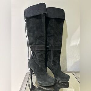 Over-the-knee Sexy Suede Black Boots 7.5